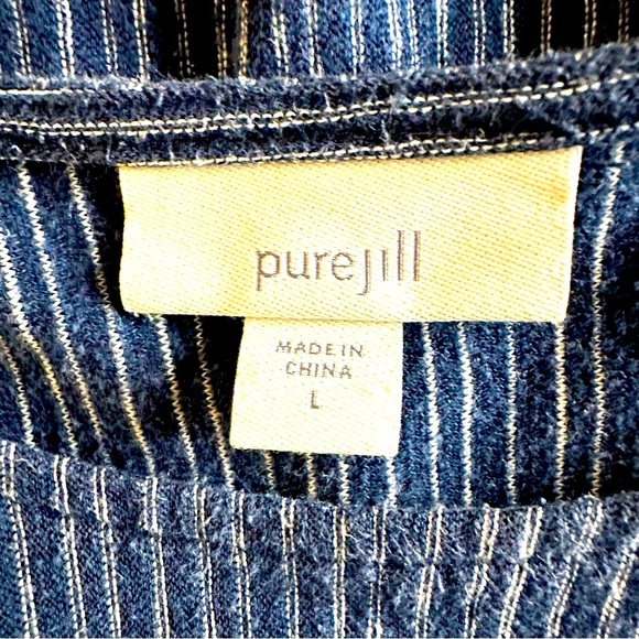 Pure Jill blue striped Lagenlook hemp and organic cotton tunic top Large - Picture 10 of 12
